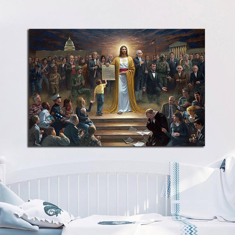 One Nation Under God Wall Art Canvas Poster - Self-Improvement Lions Den
