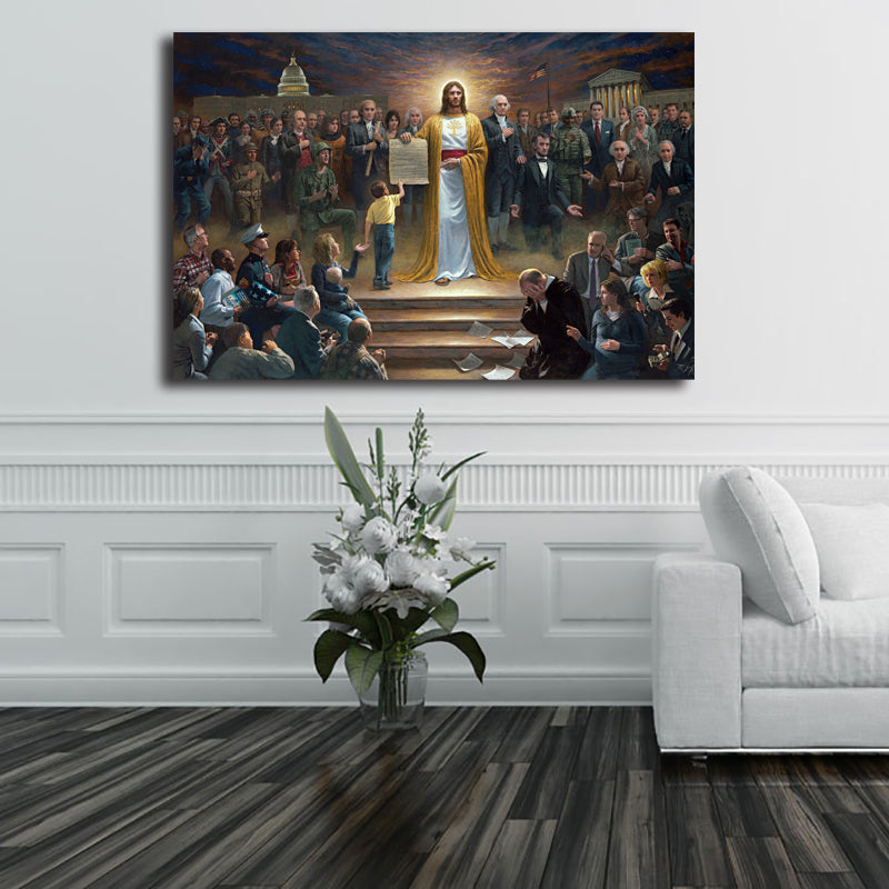 One Nation Under God Wall Art Canvas Poster - Self-Improvement Lions Den
