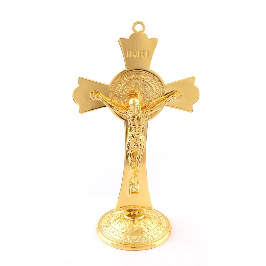 Gold Color Jesus Crucifix Ornaments Statue with Base - Self-Improvement Lions Den