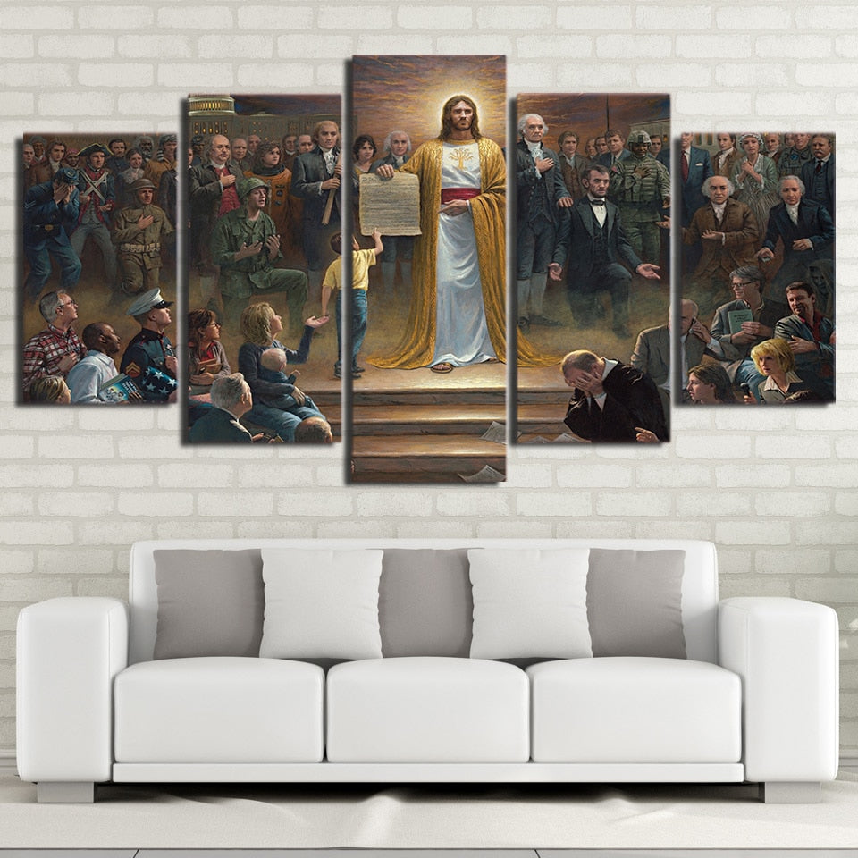 Jesus Christ Returns To Earth HD Printed 5 piece canvas art - Self-Improvement Lions Den