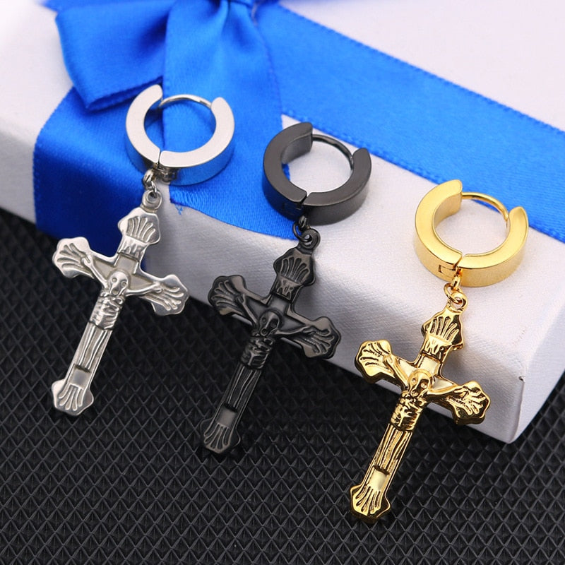 Cross Pendant Dangle Earrings - Self-Improvement Lions Den