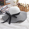 Hepburn Wind Black & White Striped Bowknot Hat - Self-Improvement Lions Den