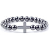 Natural Hematite Stone Cross Charm Bracelet - Self-Improvement Lions Den