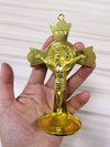 Gold Color Jesus Crucifix Ornaments Statue with Base - Self-Improvement Lions Den