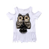 Girls Casual Sequins Owl Printed T-shirt - Self-Improvement Lions Den