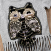 Girls Casual Sequins Owl Printed T-shirt - Self-Improvement Lions Den