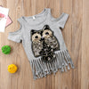 Girls Casual Sequins Owl Printed T-shirt - Self-Improvement Lions Den