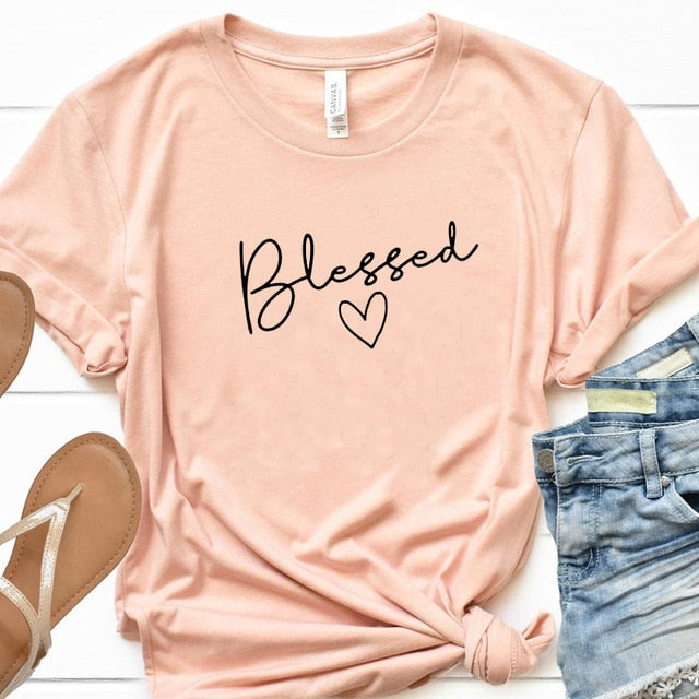 Blessed Letter Printed T Shirt Women Summer - Self-Improvement Lions Den