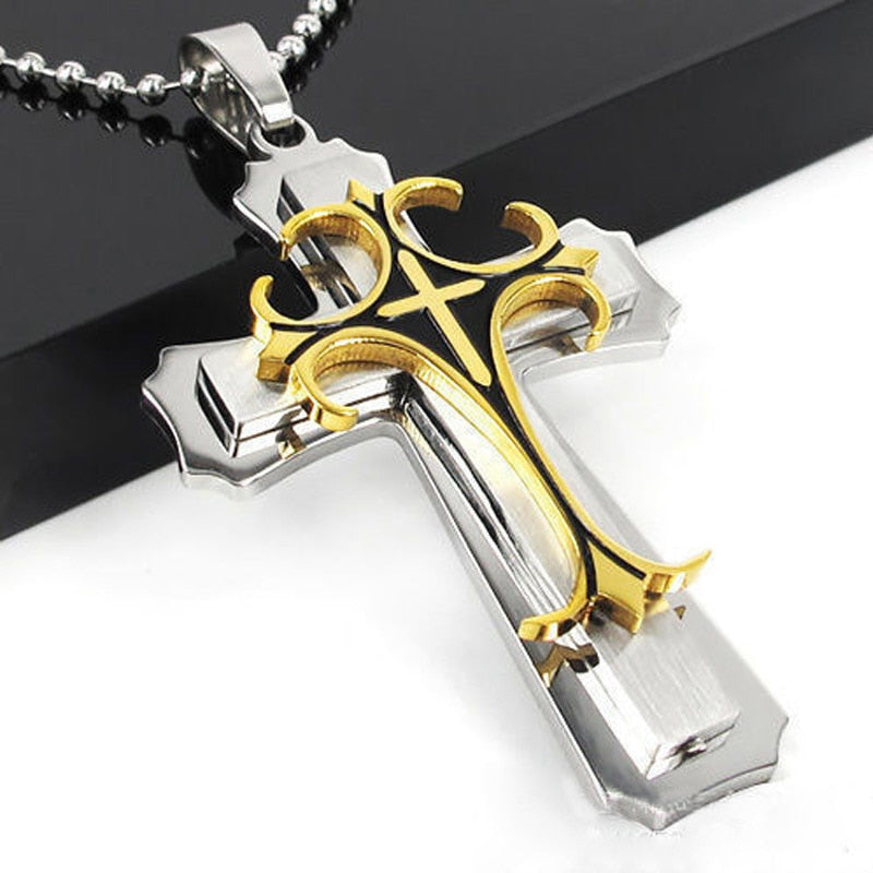 Multi-layer Cross Pendant Necklace - Self-Improvement Lions Den