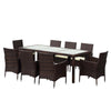 9PCS Rattan Outdoor Patio Dinning Table Set Dark Brown + Beige Cushion - Self-Improvement Lions Den