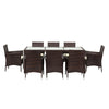 9PCS Rattan Outdoor Patio Dinning Table Set Dark Brown + Beige Cushion - Self-Improvement Lions Den