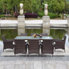 9PCS Rattan Outdoor Patio Dinning Table Set Dark Brown + Beige Cushion - Self-Improvement Lions Den