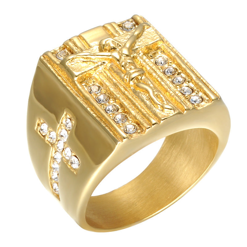 Jesus Cross White Cubic Zirconia Ring - Self-Improvement Lions Den