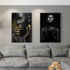 Black and Gold African Woman Canvas Portrait Posters and Prints - Self-Improvement Lions Den