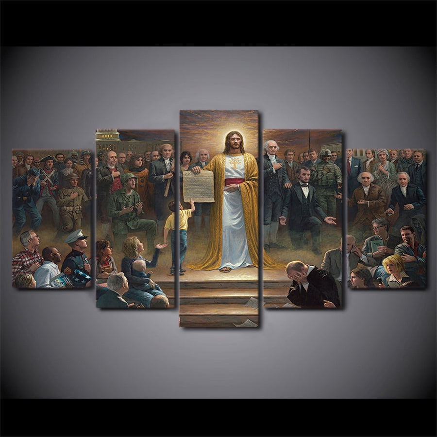 Jesus Christ Returns To Earth HD Printed 5 piece canvas art - Self-Improvement Lions Den