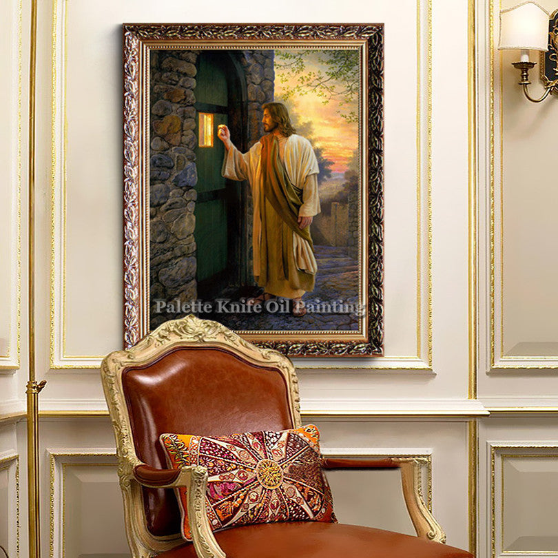 Jesus Christ knocking on door Canvas painting Poster - Self-Improvement Lions Den