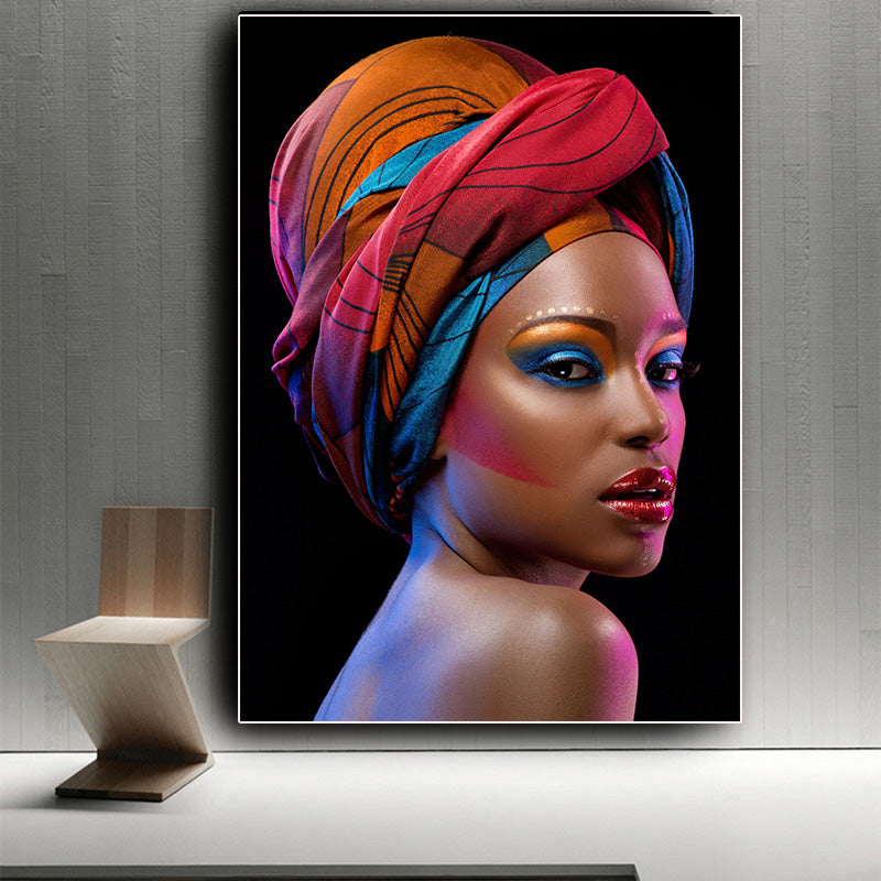 African Beauty with Red Lips Canvas Painting - Self-Improvement Lions Den